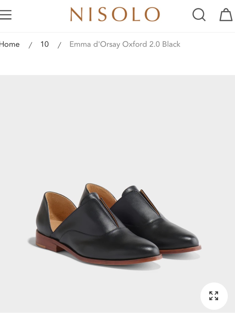 New Nisolo Black Leather D'Orsay Oxford with Brown Sole